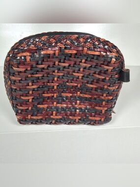 Woven Leather Shoulder Bag — Multi Brown Tone